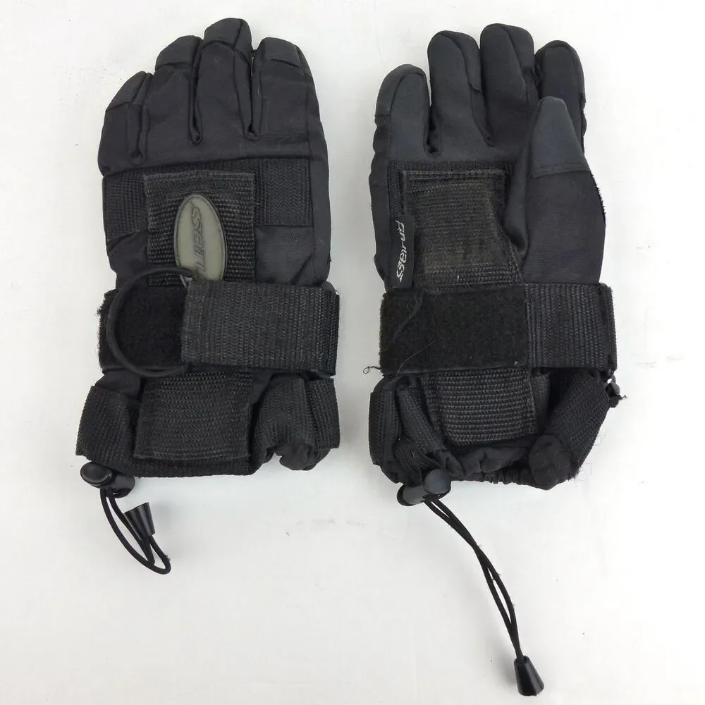 Seirus Da Bone Snowboard Gloves Youth L Wrist Guard Removable Waterproof Black
